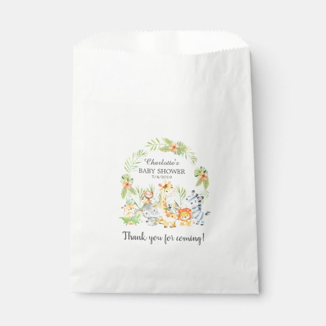 Yellow Jungle Animals Baby Dusche Gefallen Taschen Geschenktütchen (Vorderseite)