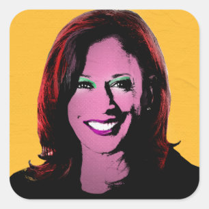 Yellow Kamala Harris Pop Art Quadratischer Aufkleber