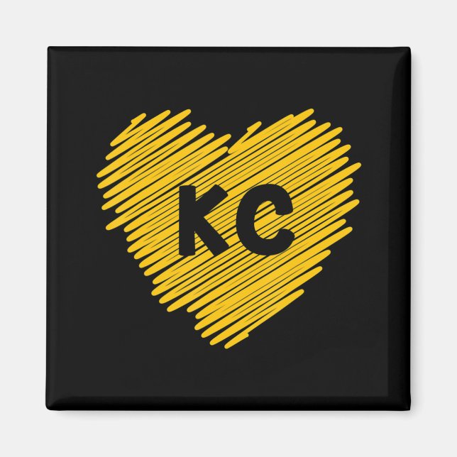 Yellow Kansas City Heart Lover Football KC Mens Magnet (Vorne)