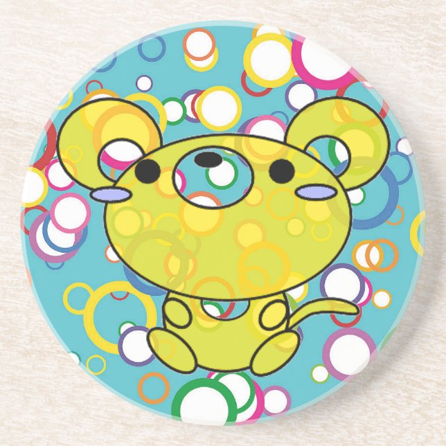 Yellow Kiton Circles Sandstone Untersetzer (Vorne)