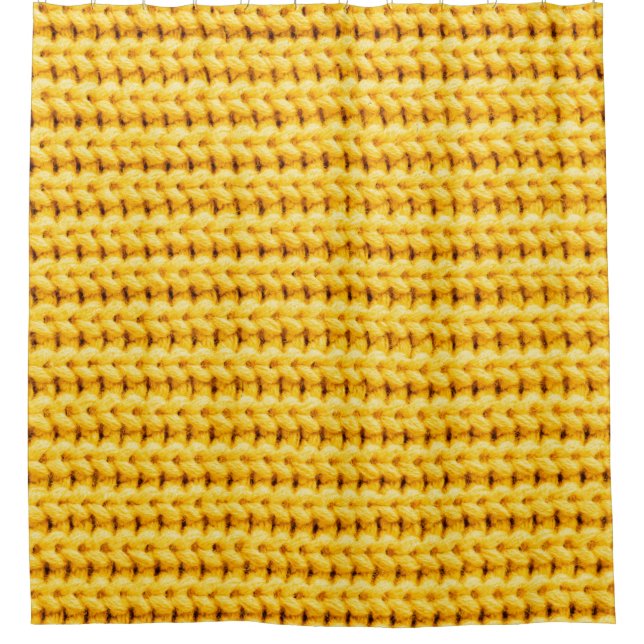 Yellow knitted woolen fabric background duschvorhang (Vorderseite)