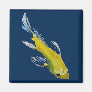 Yellow koi Japanischer Karpfen Aquarellfisch Magnet