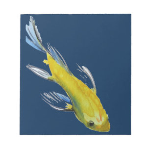 Yellow koi Japanischer Karpfen Aquarellfisch Notizblock