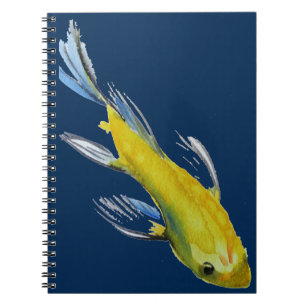 Yellow koi Japanischer Karpfen Aquarellfisch Notizblock