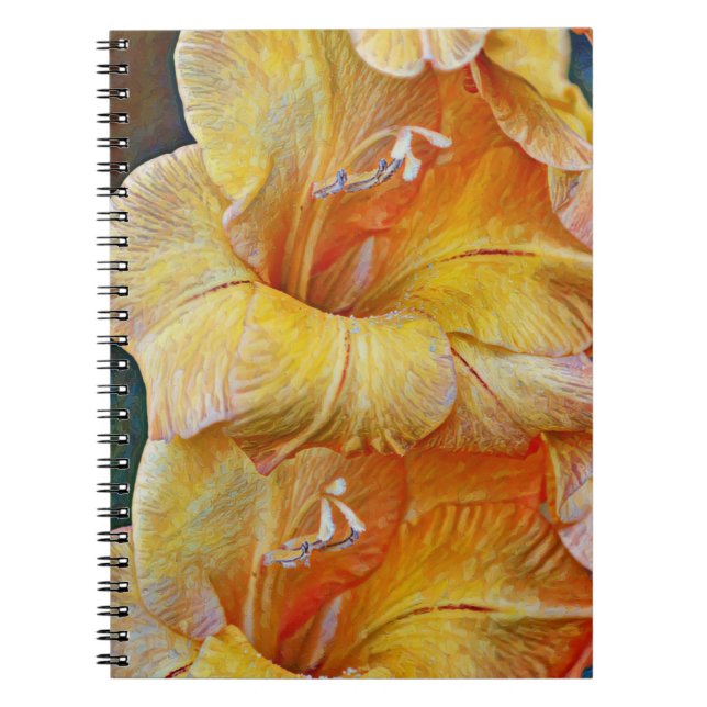 Yellow Künstlerisch Gladiolus Blume Journal Notizblock (Vorderseite)