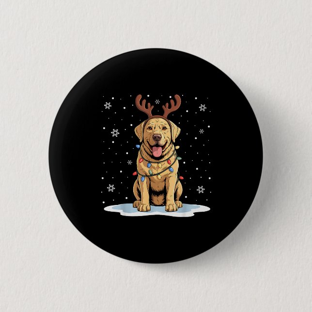 Yellow Lab Labrador Christmas Reindeer Dog Lover X Button (Vorderseite)