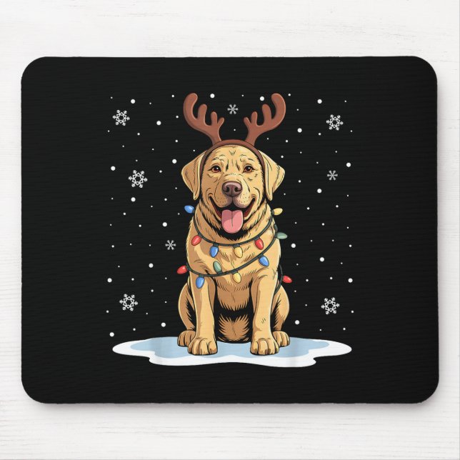 Yellow Lab Labrador Christmas Reindeer Dog Lover X Mousepad (Vorne)