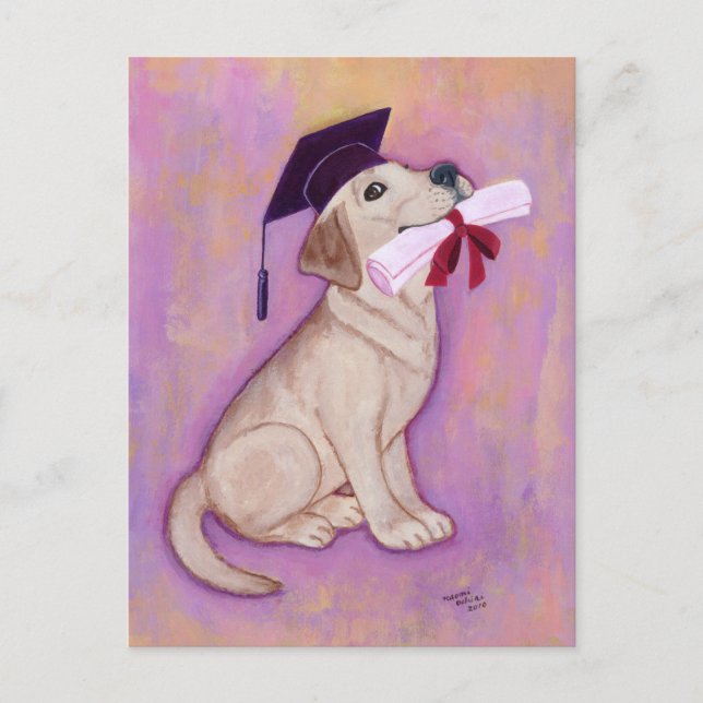 Yellow Labrador Abschluss Ankündigungspostkarte (Vorderseite)