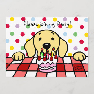 Yellow Labrador beobachtet Geburtstag Einladung
