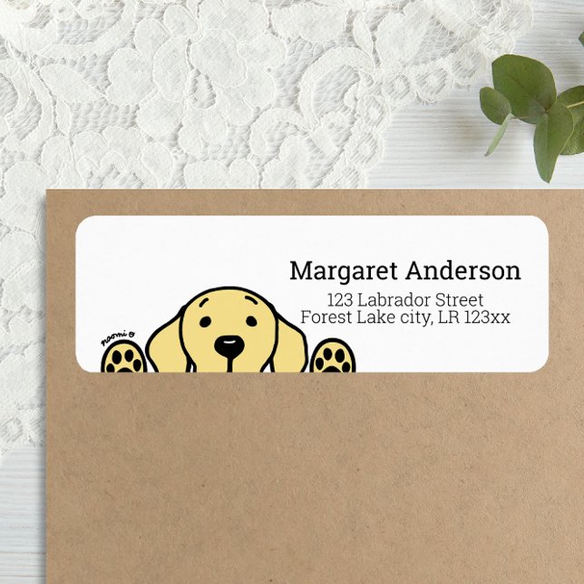 Yellow Labrador beobachtet Rücksendeadresse (Yellow Labrador Cartoon Style Return Address Label for Yellow Labrador Owners.)