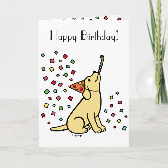 Yellow Labrador Birthday Party Confetti Karte (Vorderseite)