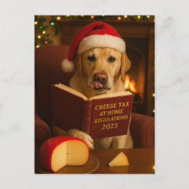 Yellow Labrador  'Cheese Tax' Christmas postcard Postkarte