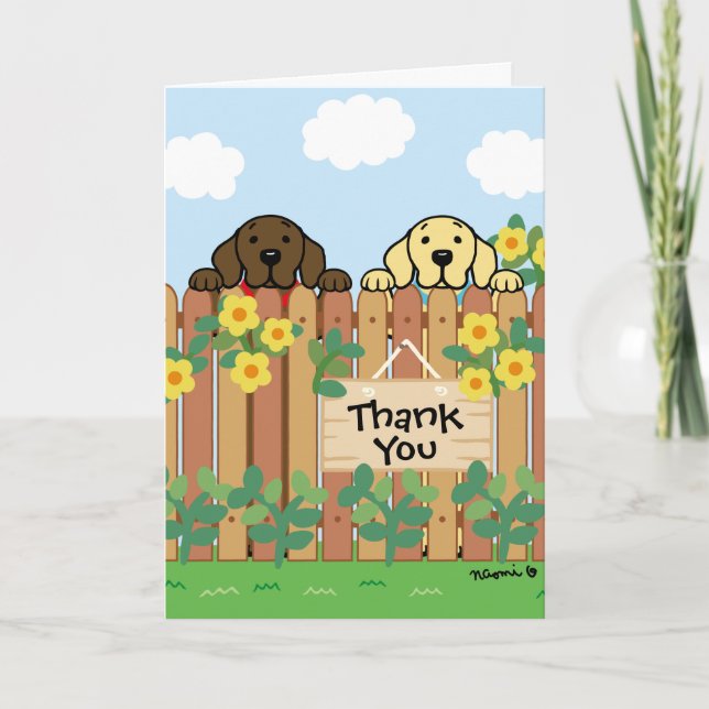Yellow Labrador Chocolate Labrador Vielen Dank Karte (Vorderseite)