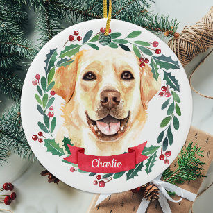 Yellow Labrador Christmas Eleganter Wasserfarben H Keramik Ornament