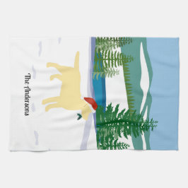 Yellow Labrador Christmas Evergreen Weihnachtsmann Geschirrtuch