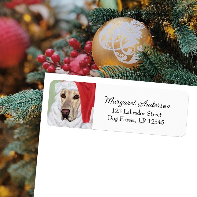 Yellow Labrador Christmas Rücksendeadresse (Yellow Labrador Santa Christmas Return Address Labels for Yellow Labrador Owners.)