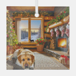 Yellow Labrador Holiday Glass Ornament
