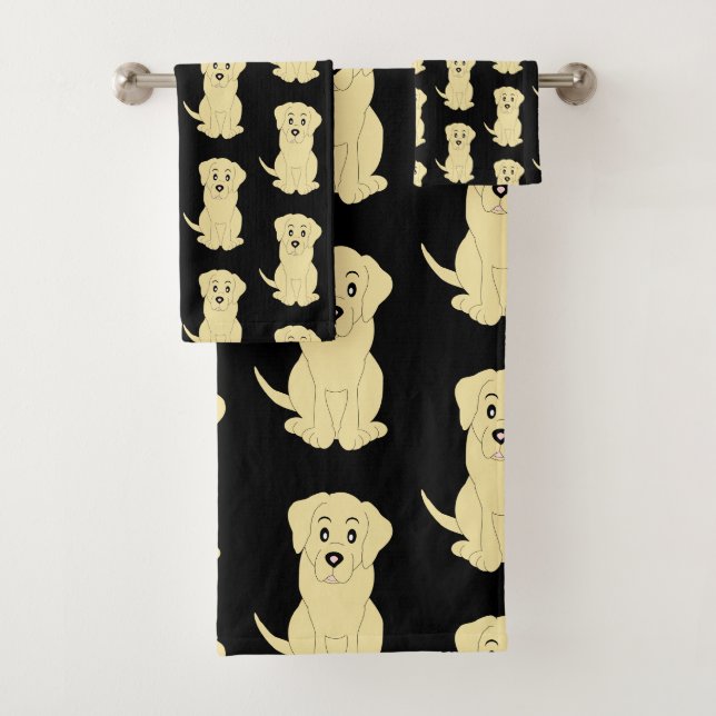 Yellow Labrador Hunddesign Badhandtuch Set (Insitu)