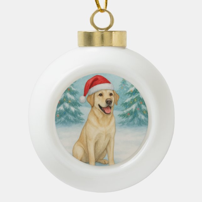 Yellow Labrador Keramik Kugel-Ornament (Vorderseite)