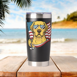Yellow Labrador Labradors Patriotic American Flag Thermobecher