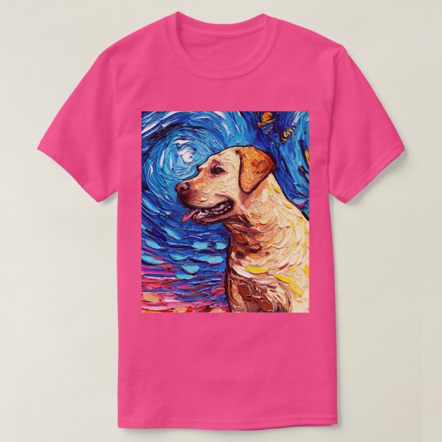 Yellow Labrador Night Portrait T-Shirt (Design vorne)