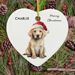 Yellow Labrador Personalisiert Dog Lover Christmas Keramik Ornament<br><div class="desc">Wenn Sie ein gelbes Arbeitsbräuner-Retriever-Liebhaber sind, dann werden Sie in dieser Ferienzeit definitiv gewollt, sich unsere festliche Sammlung von Urlaubskarten und Geschenken anzusehen. Mit einem bezaubernden gelbe Labrador, der eine Weihnachtsmannmütze spielt, stellen unsere Karten sicher jedem, der sie empfängt, ein Lächeln ins Gesicht. Unsere Ornamente und Geschenke sind auch perfekt...</div>