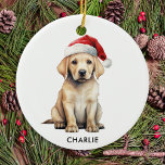 Yellow Labrador Personalisiert Dog Lover Christmas Keramik Ornament<br><div class="desc">Wenn Sie ein gelbes Arbeitsbräuner-Retriever-Liebhaber sind, dann werden Sie in dieser Ferienzeit definitiv gewollt, sich unsere festliche Sammlung von Urlaubskarten und Geschenken anzusehen. Mit einem bezaubernden gelbe Labrador, der eine Weihnachtsmannmütze spielt, stellen unsere Karten sicher jedem, der sie empfängt, ein Lächeln ins Gesicht. Unsere Ornamente und Geschenke sind auch perfekt...</div>