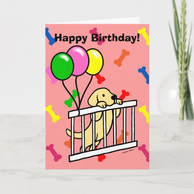 Yellow Labrador Puppy Cartoon Karte (Vorderseite)