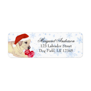 Yellow Labrador Puppy Christmas Blue Snowflake