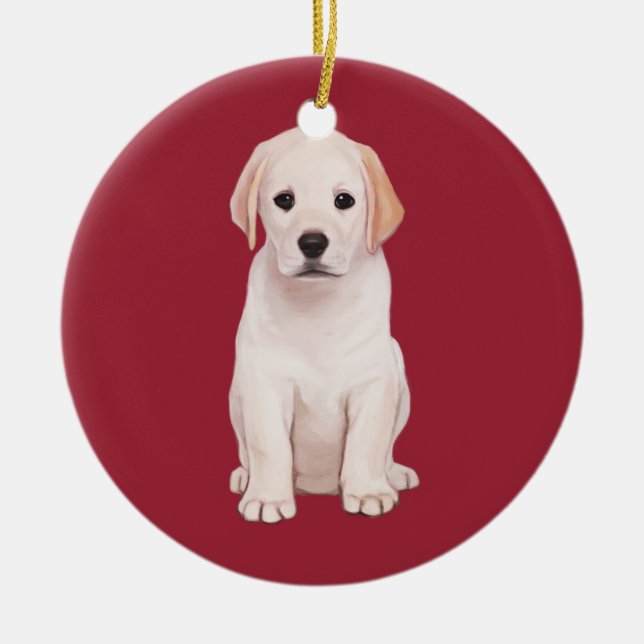 Yellow Labrador Puppy Keramikornament (Vorne)