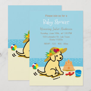 Yellow Labrador Puppy Strohhalm Baby Dusche Einladung
