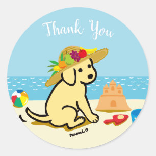 Yellow Labrador Puppy Strohhalm Cartoon Runder Aufkleber