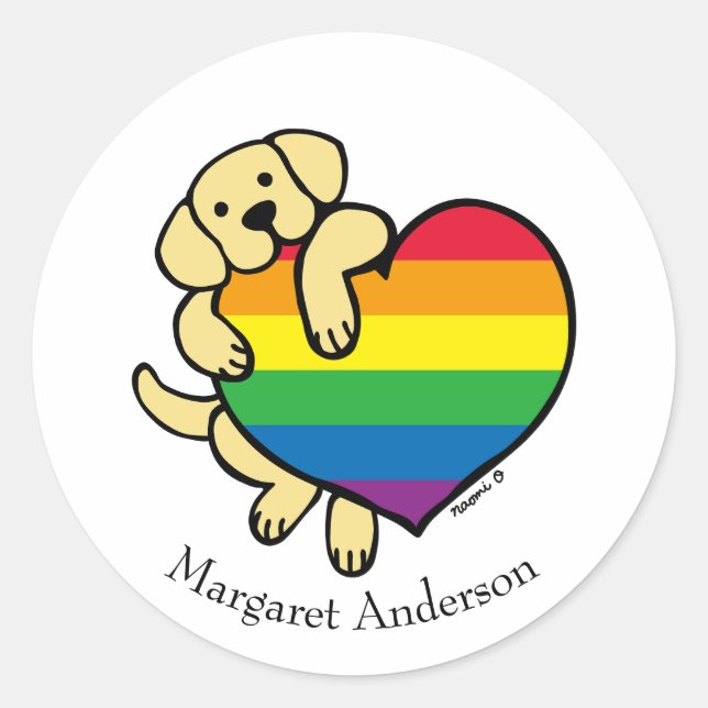Yellow Labrador Rainbow Pride Runder Aufkleber (Vorderseite)