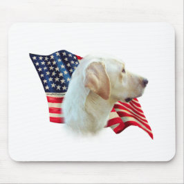 Yellow Labrador Retriever American Flag, Mousepad