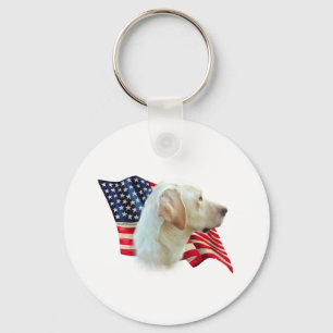 Yellow Labrador Retriever American Flag, Schlüsselanhänger