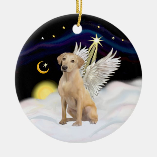 Yellow Labrador Retriever Angel Keramik Ornament (Vorne)