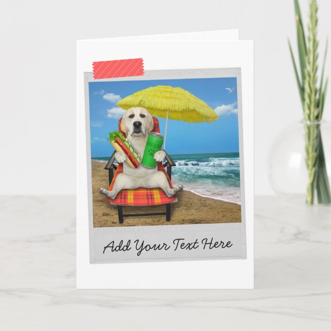 Yellow Labrador Retriever Beach Bierkarte Karte (Vorderseite)
