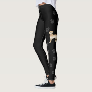 Yellow Labrador Retriever Cartoon Dows Paws Leggings