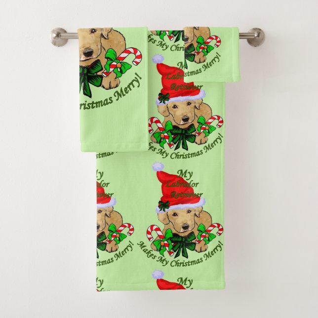 Yellow Labrador Retriever Christmas Badhandtuch Set (Insitu)
