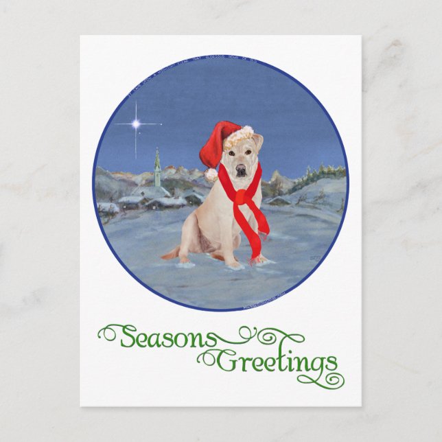 Yellow Labrador Retriever Christmas Feiertagspostkarte (Vorderseite)