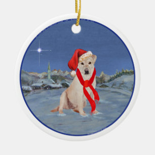 Yellow Labrador Retriever Christmas Keramik Ornament