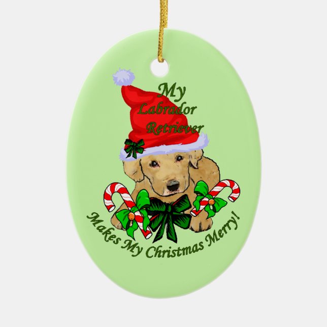 Yellow Labrador Retriever Christmas Keramik Ornament (Vorne)