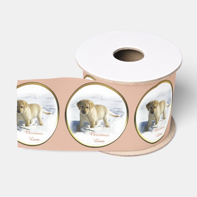 Yellow Labrador Retriever Christmas Ripsband (Spule)