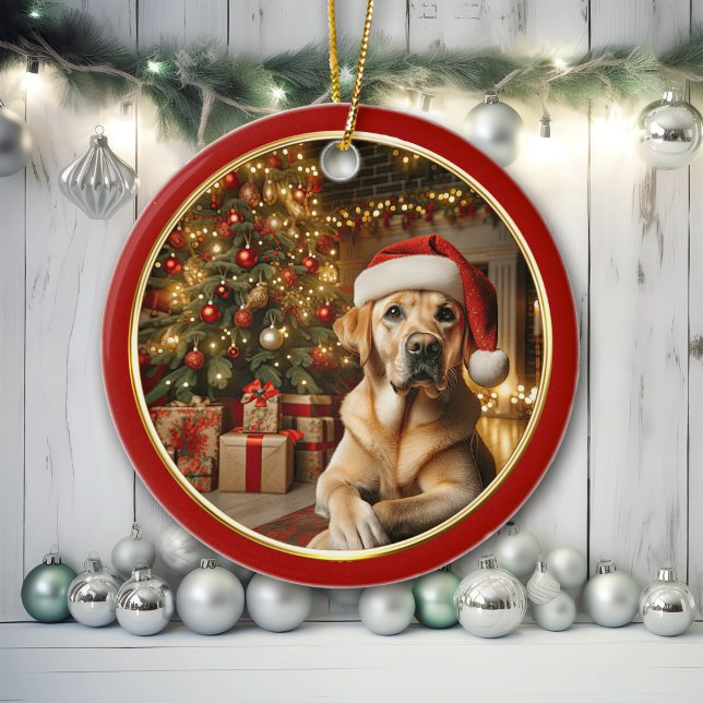Yellow Labrador Retriever Christmas Tree Decor Keramik Ornament (Von Creator hochgeladen)