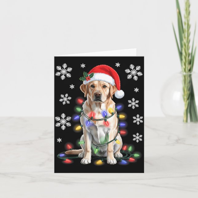 Yellow Labrador Retriever Christmas Tree Light Paj Karte (Vorderseite)