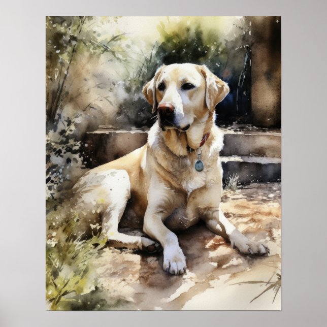 Yellow Labrador Retriever Dog Art Print Poster (Vorne)