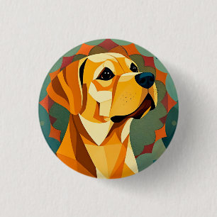 Yellow Labrador Retriever Dog Geometric Art Button