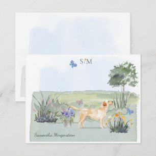 Yellow Labrador Retriever Dog Monogramm & Name Mitteilungskarte