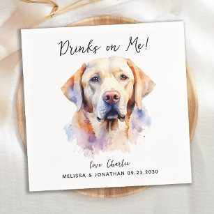 Yellow Labrador Retriever Dog Wedding Cocktail Serviette