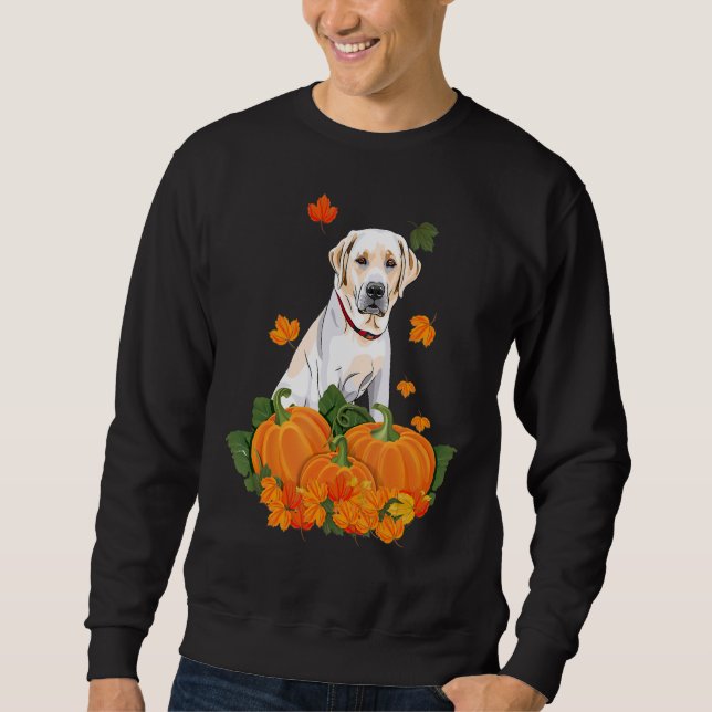 Yellow Labrador Retriever Erntedank Pumpkin Fal Sweatshirt (Vorderseite)